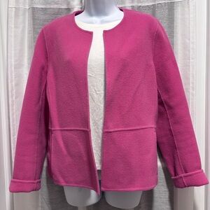 Eileen Fisher Open Front Jacket Felted Wool Cashmere Blend Bright Pink Medium